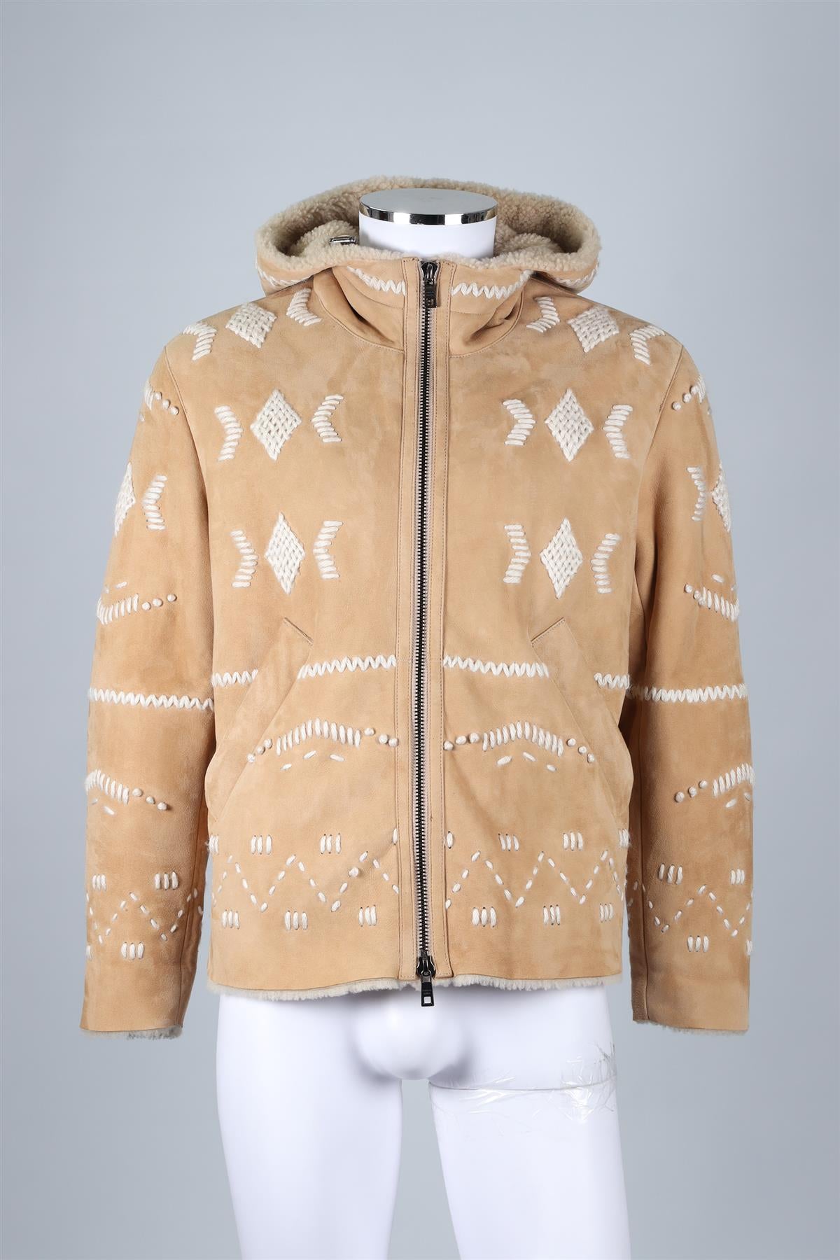 GIORGIO BRATO BEIGE MEN'S SHEARLING AND SUEDE JACKET IT 46 UK 36