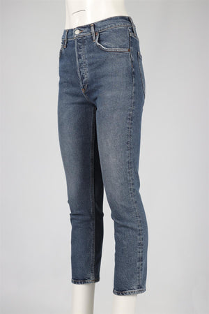 AGOLDE BLUE HIGH RISE STRAIGHT LEG JEANS W27 UK 8-10