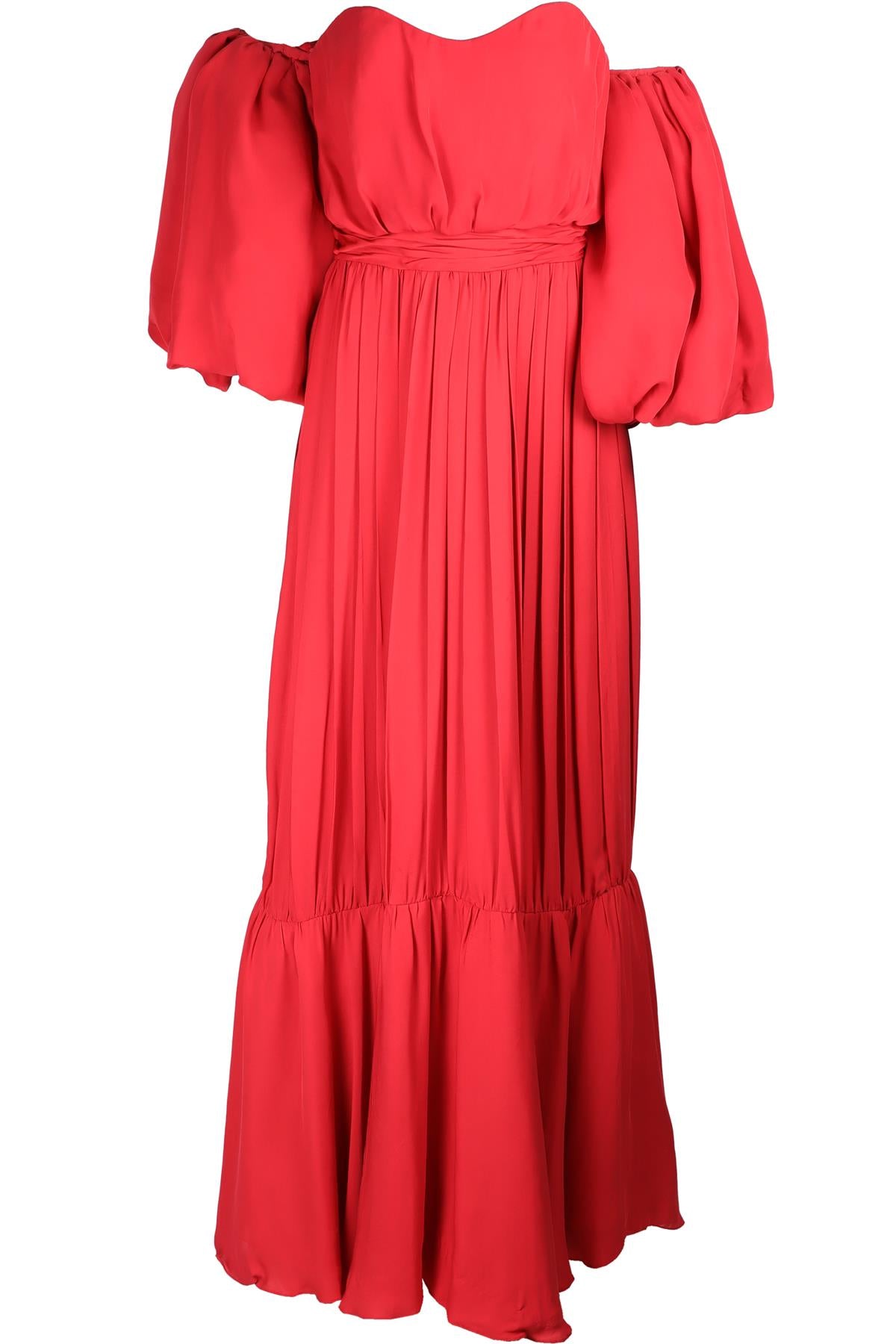 JOHANNA ORTIZ RED SILK MAXI DRESS UK 6