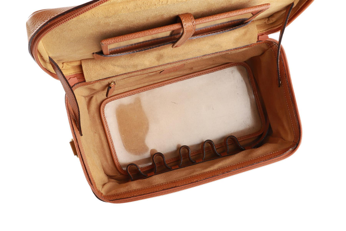 GUCCI TAN VINTAGE VANITY BAMBOO LEATHER TOTE BAG