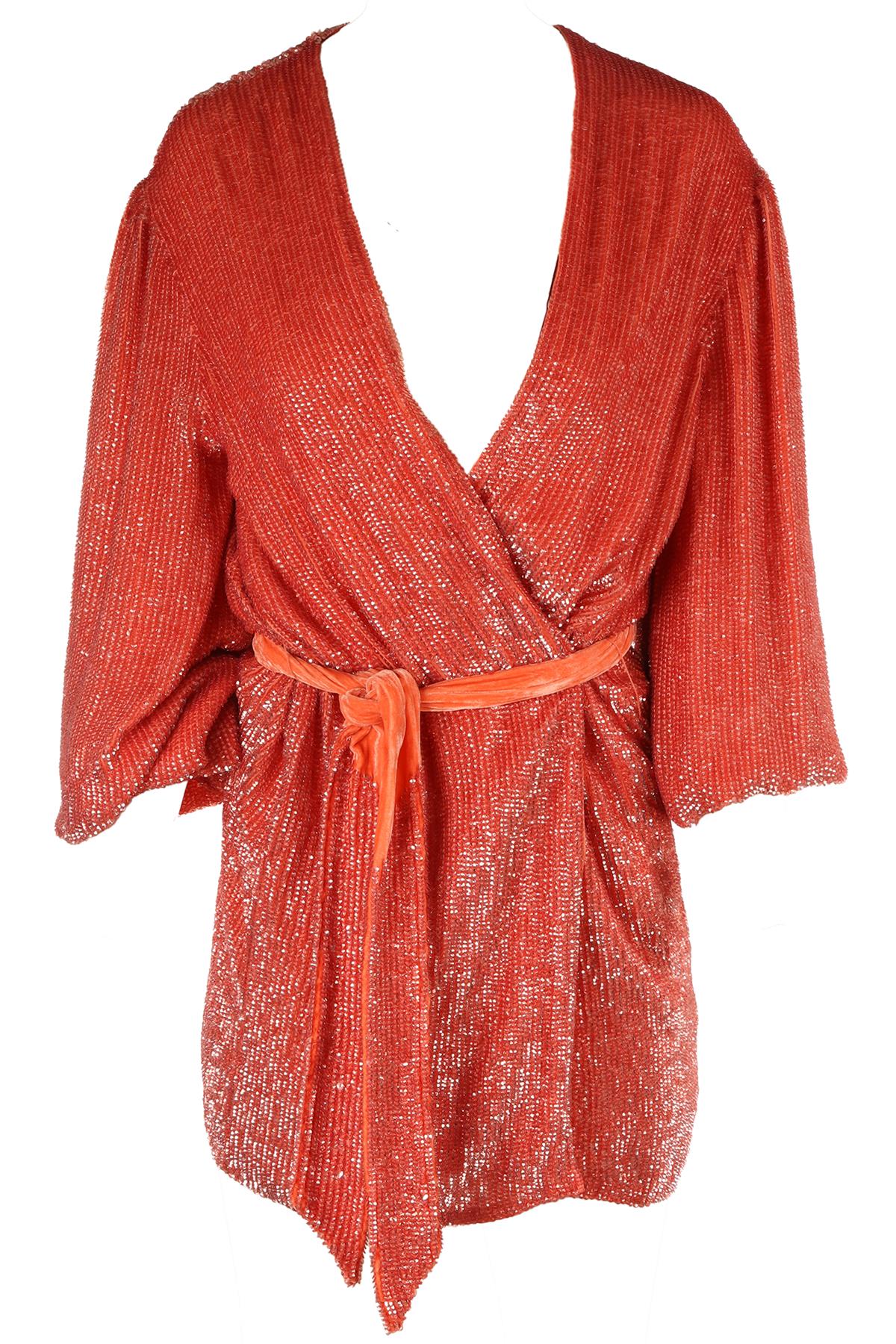 RETROFETE PINK SEQUIN MINI DRESS SMALL