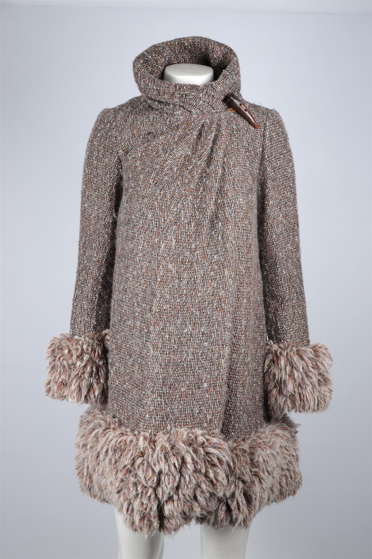 DIANE VON FURSTENBERG BROWN WOOL COAT US 2 UK 6