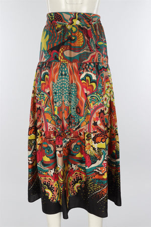 LE GONNE RUFFIANE + GRAND HOTEL TREMEZZO MULTI SILK MAXI SKIRT SMALL