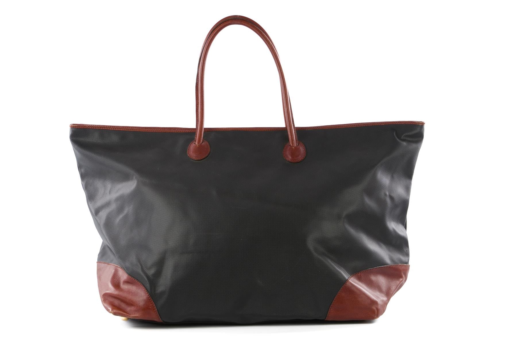 BOTTEGA VENETA BLACK VINTAGE MARCO POLO LEATHER TOTE BAG