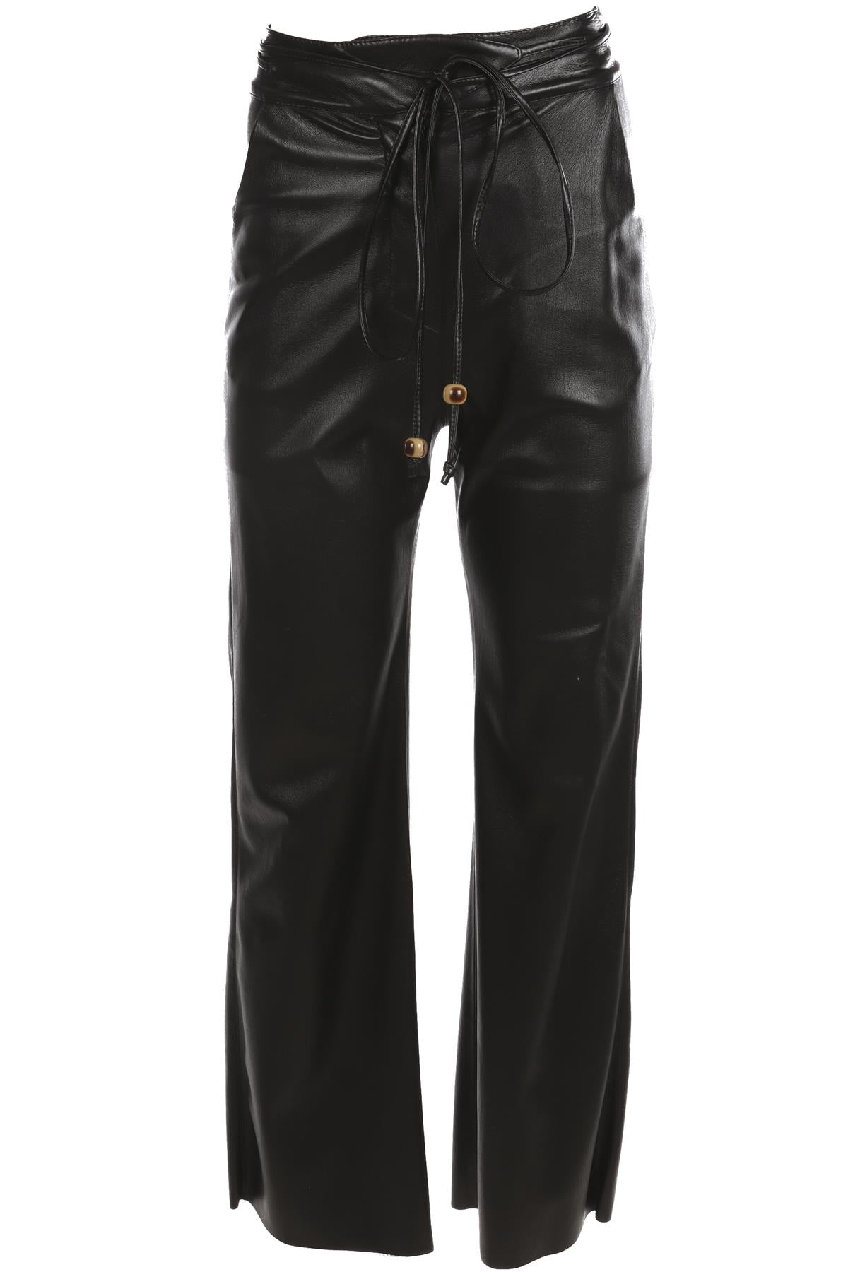 NANUSHKA BLACK FAUX LEATHER STRAIGHT LEG PANTS XSMALL