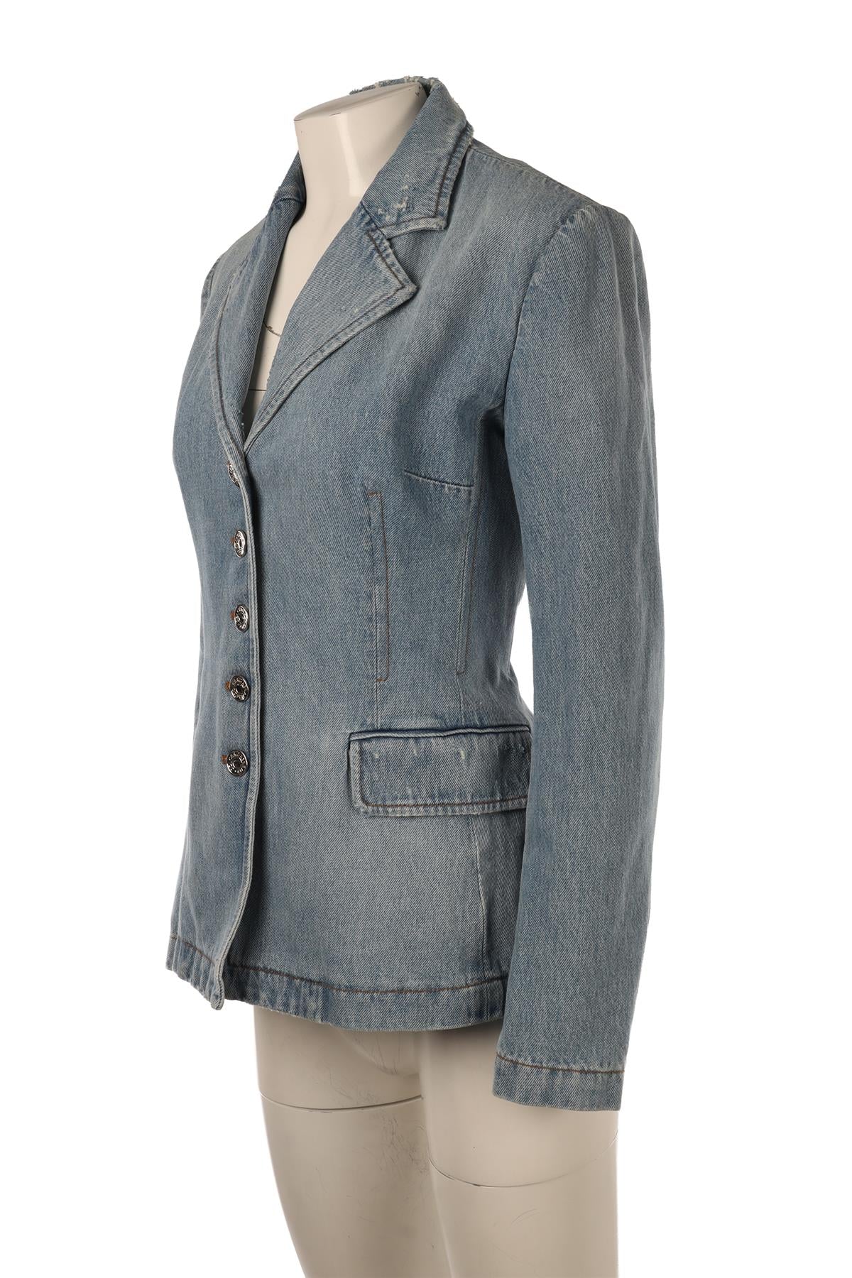 DOLCE & GABBANA BLUE DENIM BLAZER IT 46 UK 14