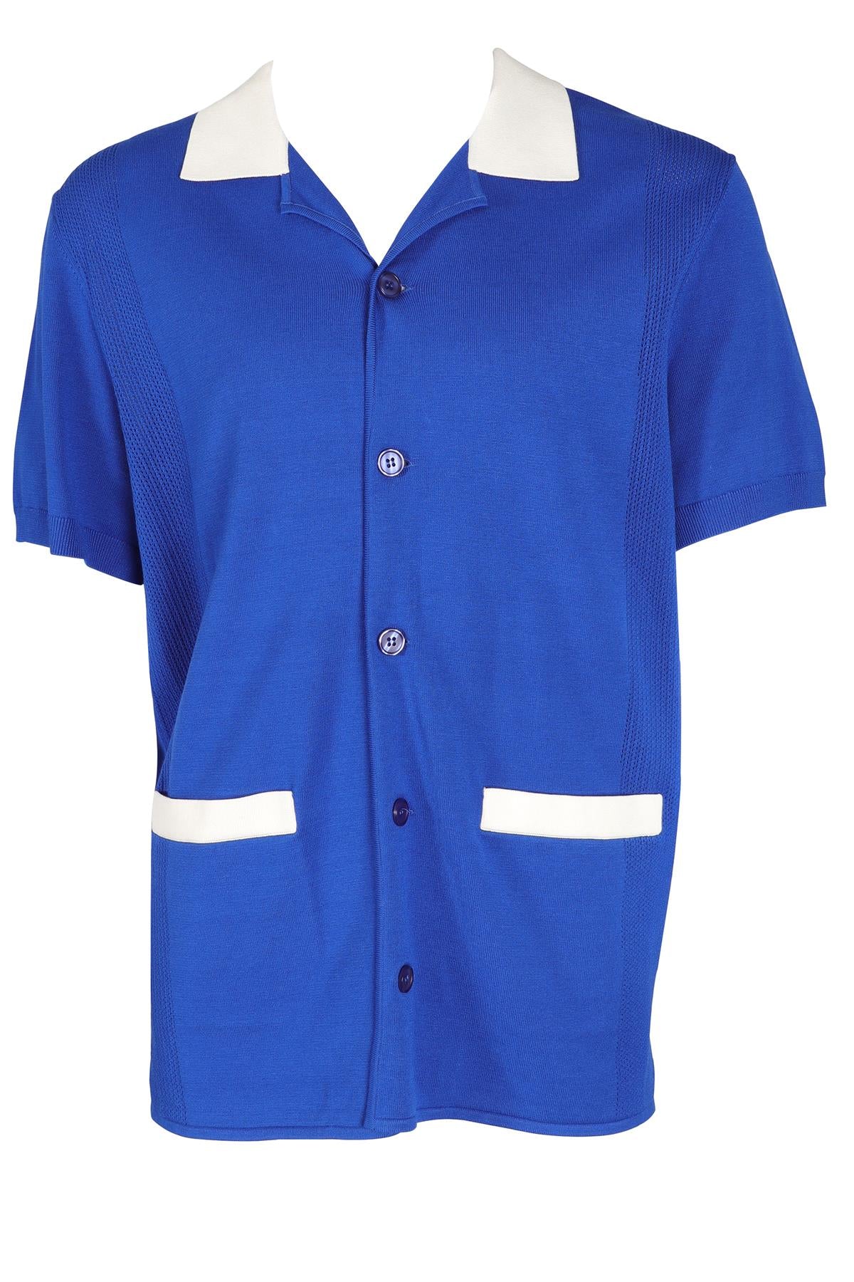 J LINDBERG BLUE MEN'S KNIT SHIRT LARGE