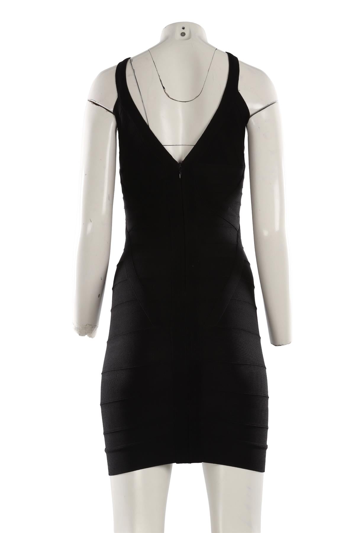 HERVE LEGER BLACK WOVEN MINI DRESS SMALL