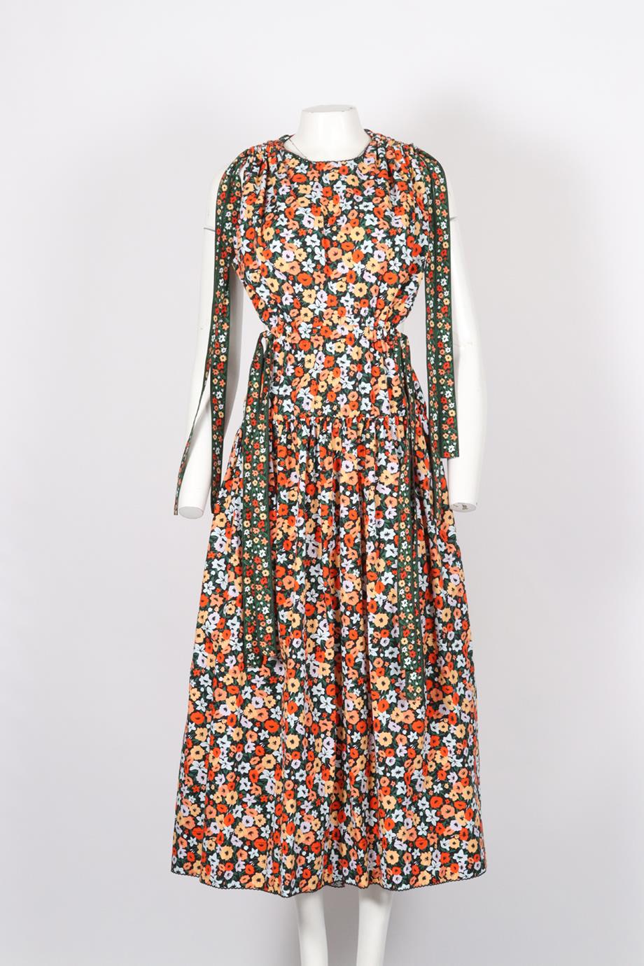 AGUA BENDITA FLORAL COTTON MIDI DRESS LARGE