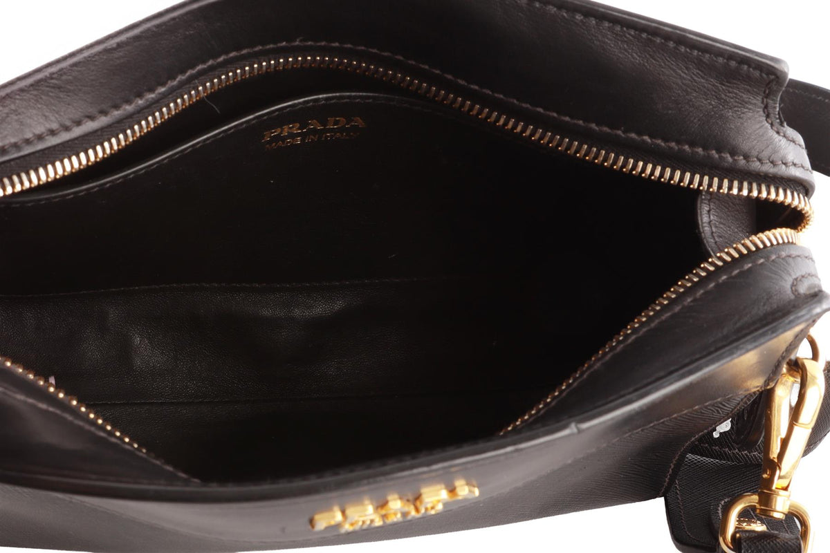 BLACK ESPLANADE SAFFIANO LEATHER SHOULDER BAG