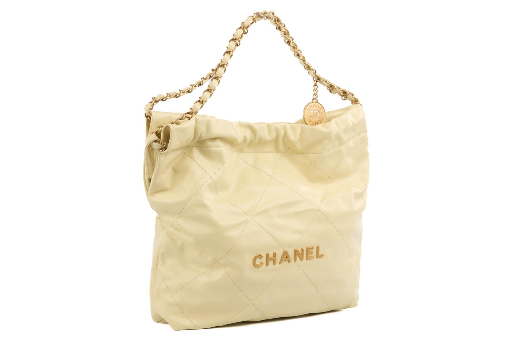 CHANEL YELLOW 2023 22 SMALL QUILTED LEATHER SHOULDER BAG