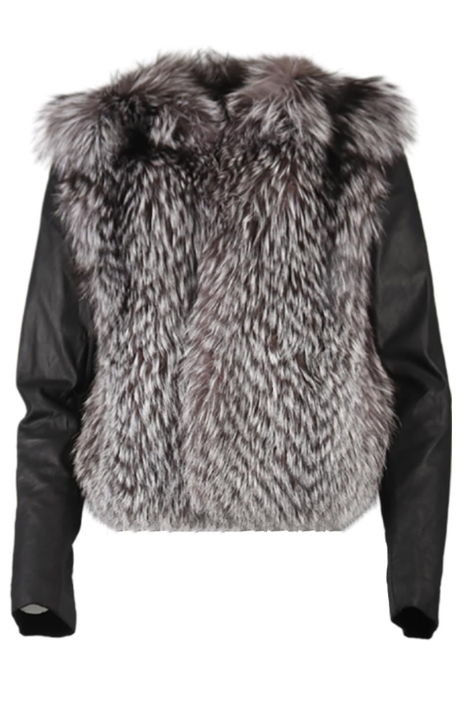 VINCE FOX FUR AND LEATHER JACKET MEDIUM
