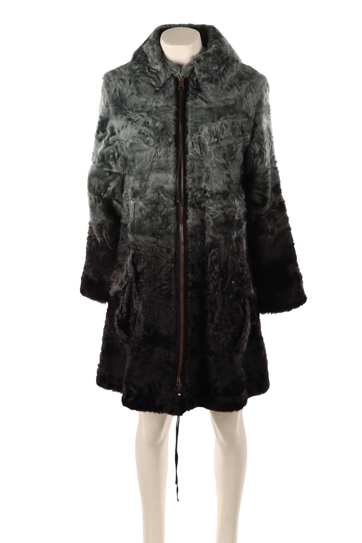 HELEN YARMAK BLUE PERSIAN LAMB COAT IT 44