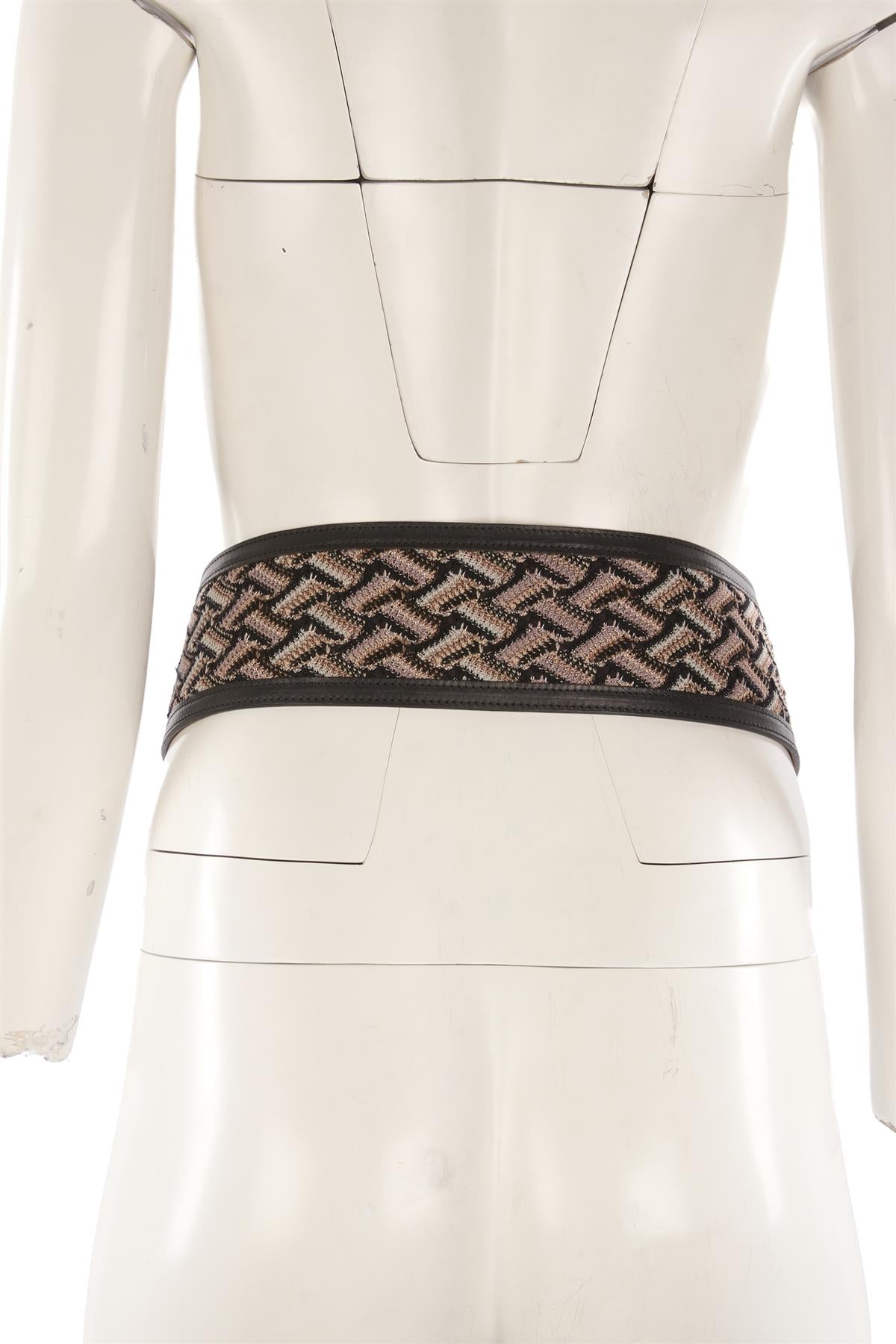 MISSONI BLACK LEATHER WAIST BELT 80CM