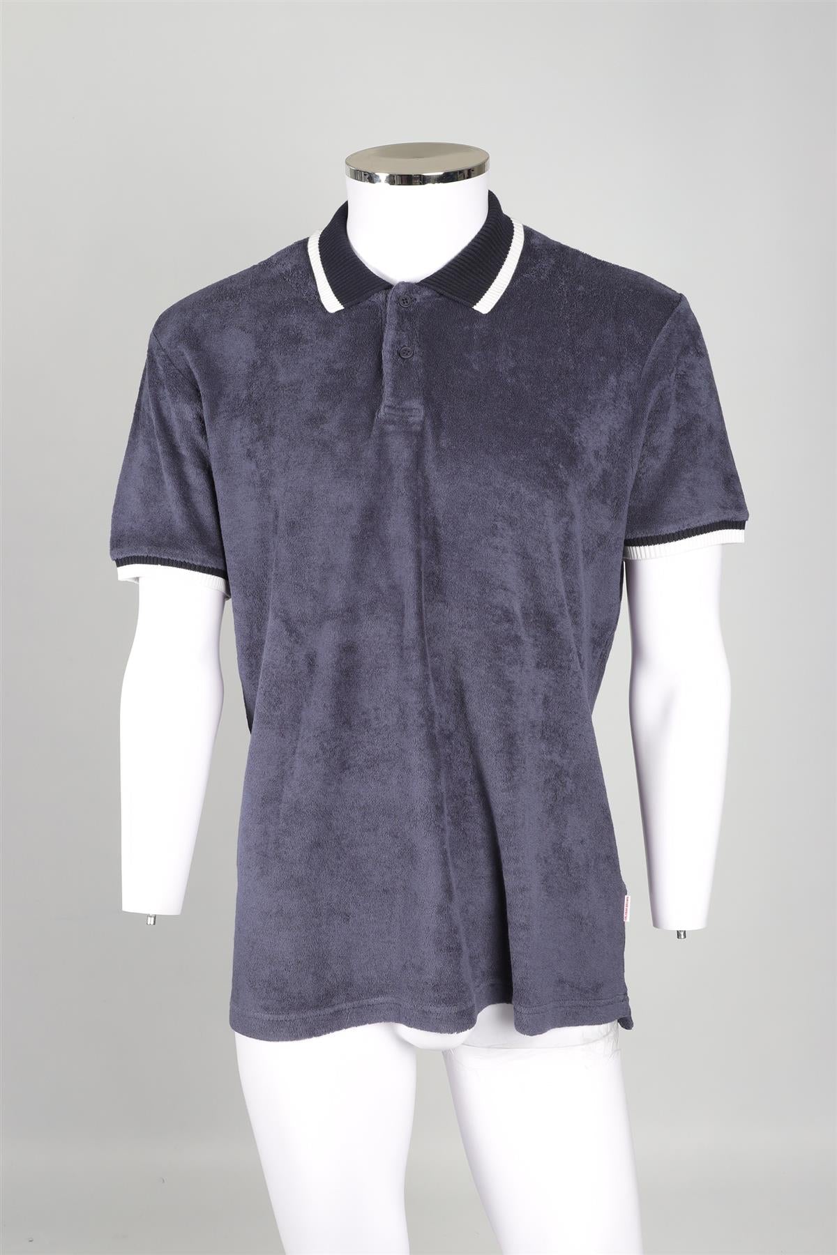 ORLEBAR BROWN NAVY MEN'S COTTON POLO SHIRT MEDIUM