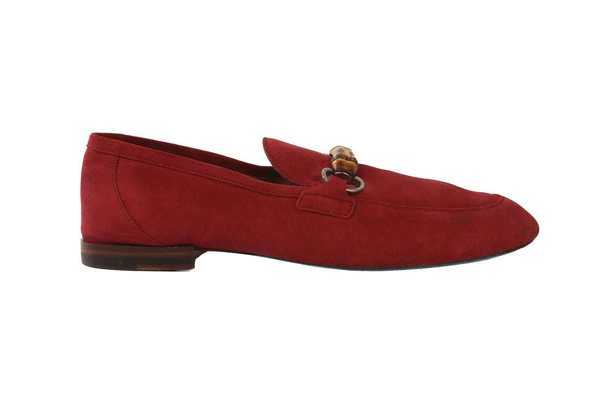 GUCCI RED MEN'S SUEDE LOAFERS EU 41 UK 7.5 US 8.5