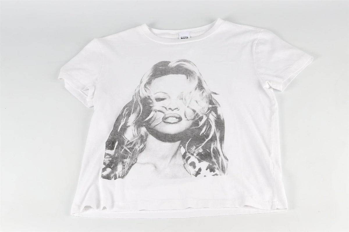 RE/DONE + PAMELA ANDERSON WHITE COTTON T-SHIRT XSMALL