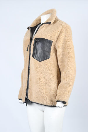 ANINE BING FAUX SHEARLING AND LEATHER JACKET XSMALL
