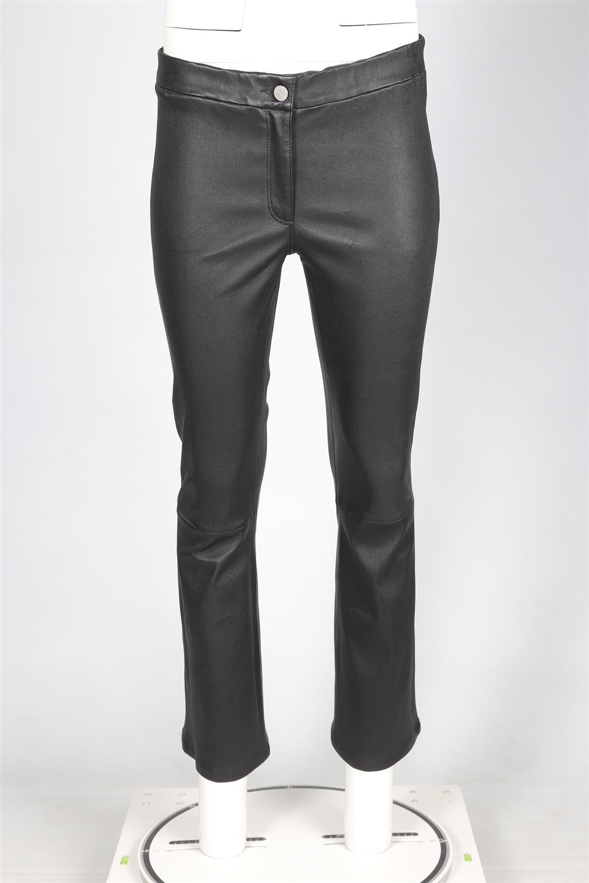 ARMA BLACK LEATHER FLARED PANTS IT 40 UK 8