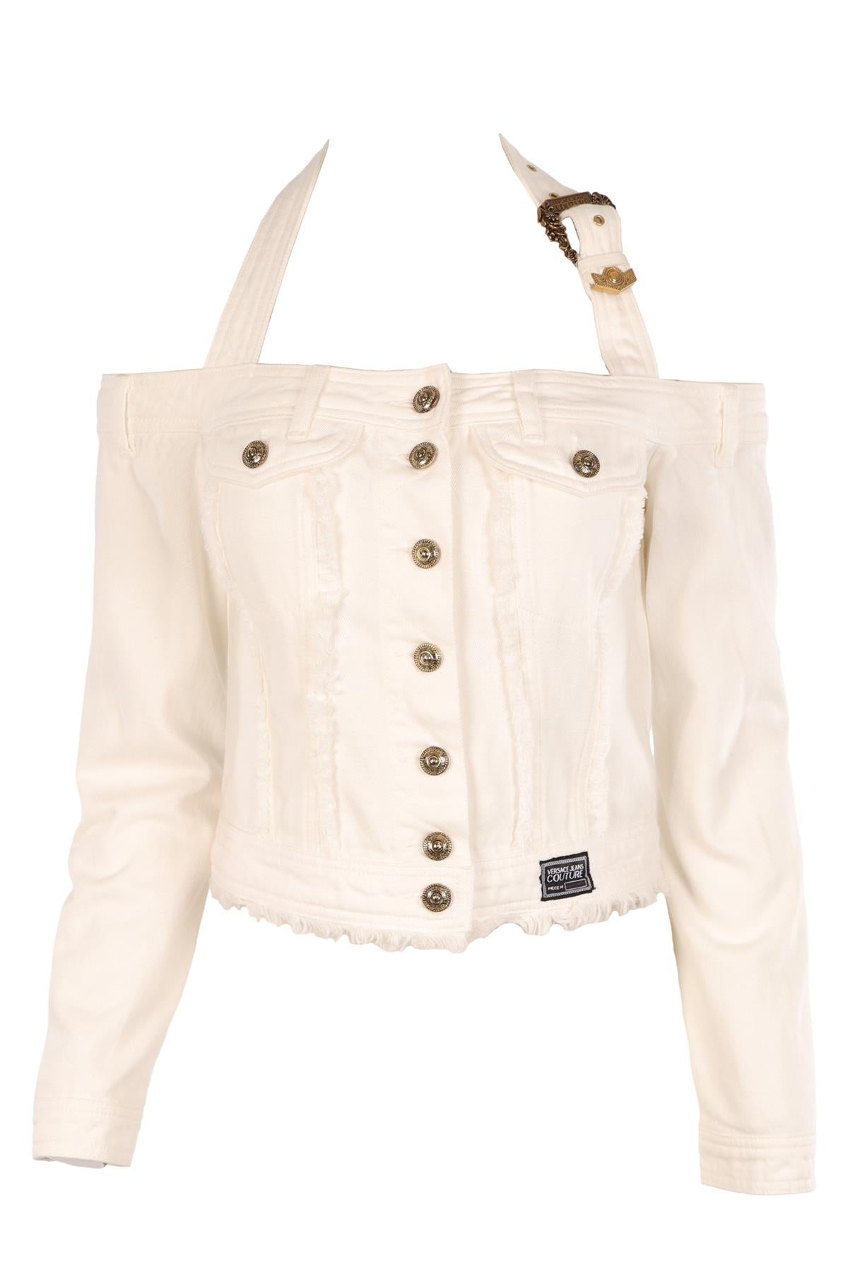 VERSACE JEANS COUTURE WHITE DENIM JACKET IT 42 UK 10