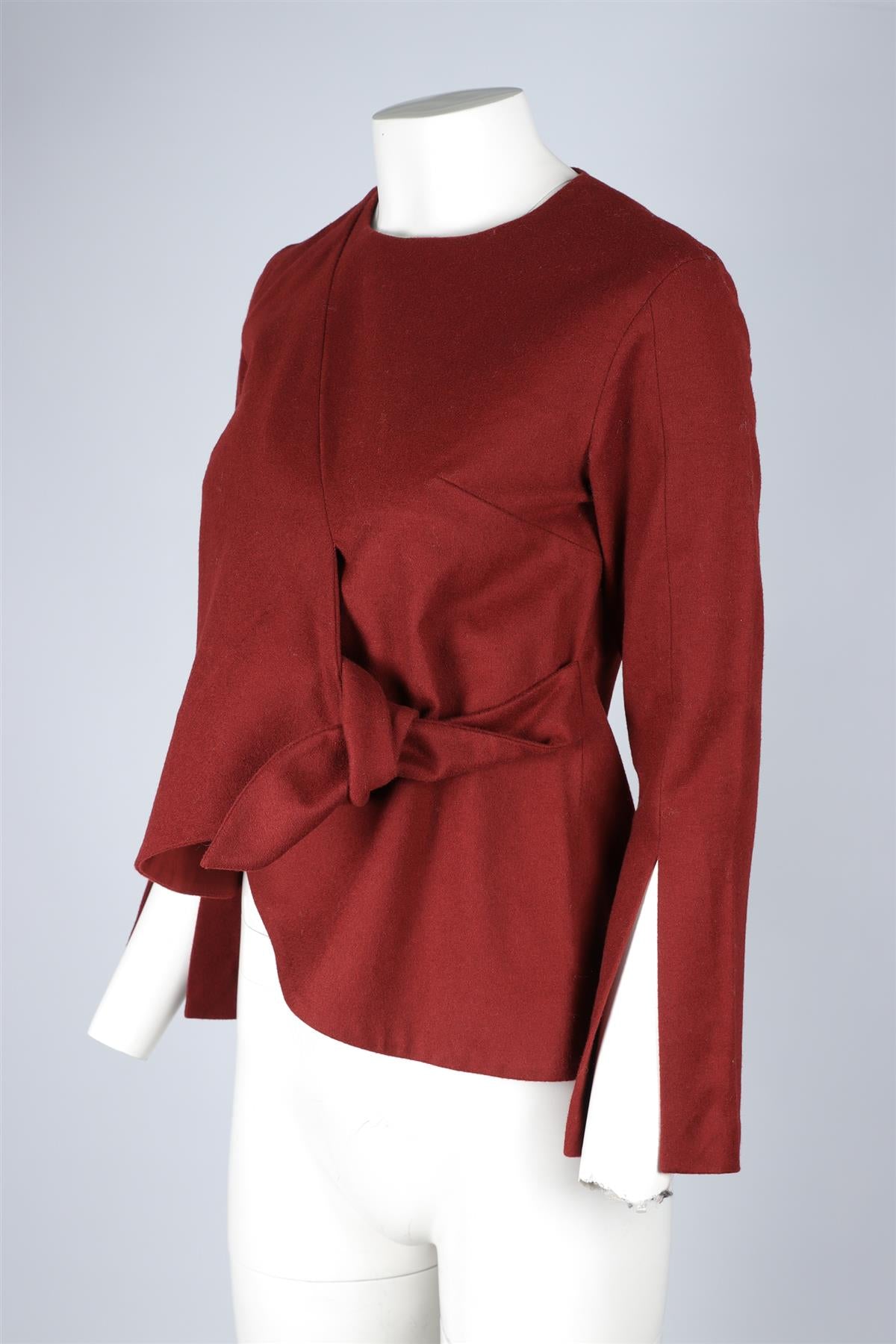 EUDON CHOI BURGANDY WOOL TOP IT 40 UK 8