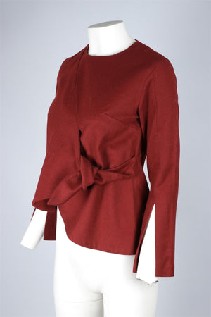 EUDON CHOI BURGANDY WOOL TOP IT 40 UK 8
