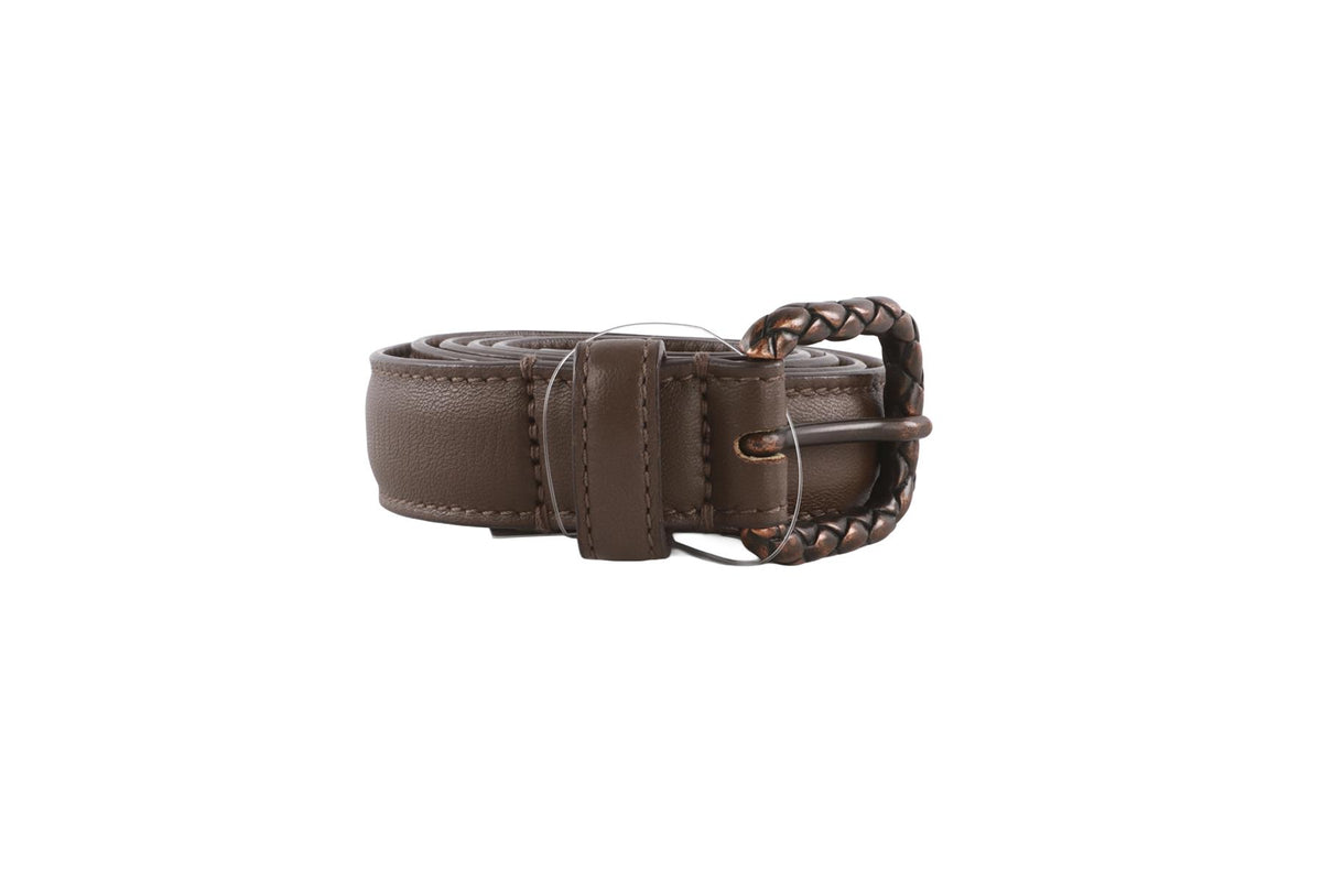 BOTTEGA VENETA BROWN LEATHER WAIST BELT 75CM