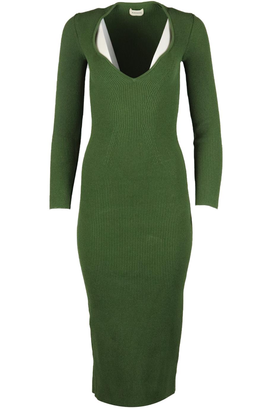 KHAITE RIBBED KNIT MIDI DRESS SMALL