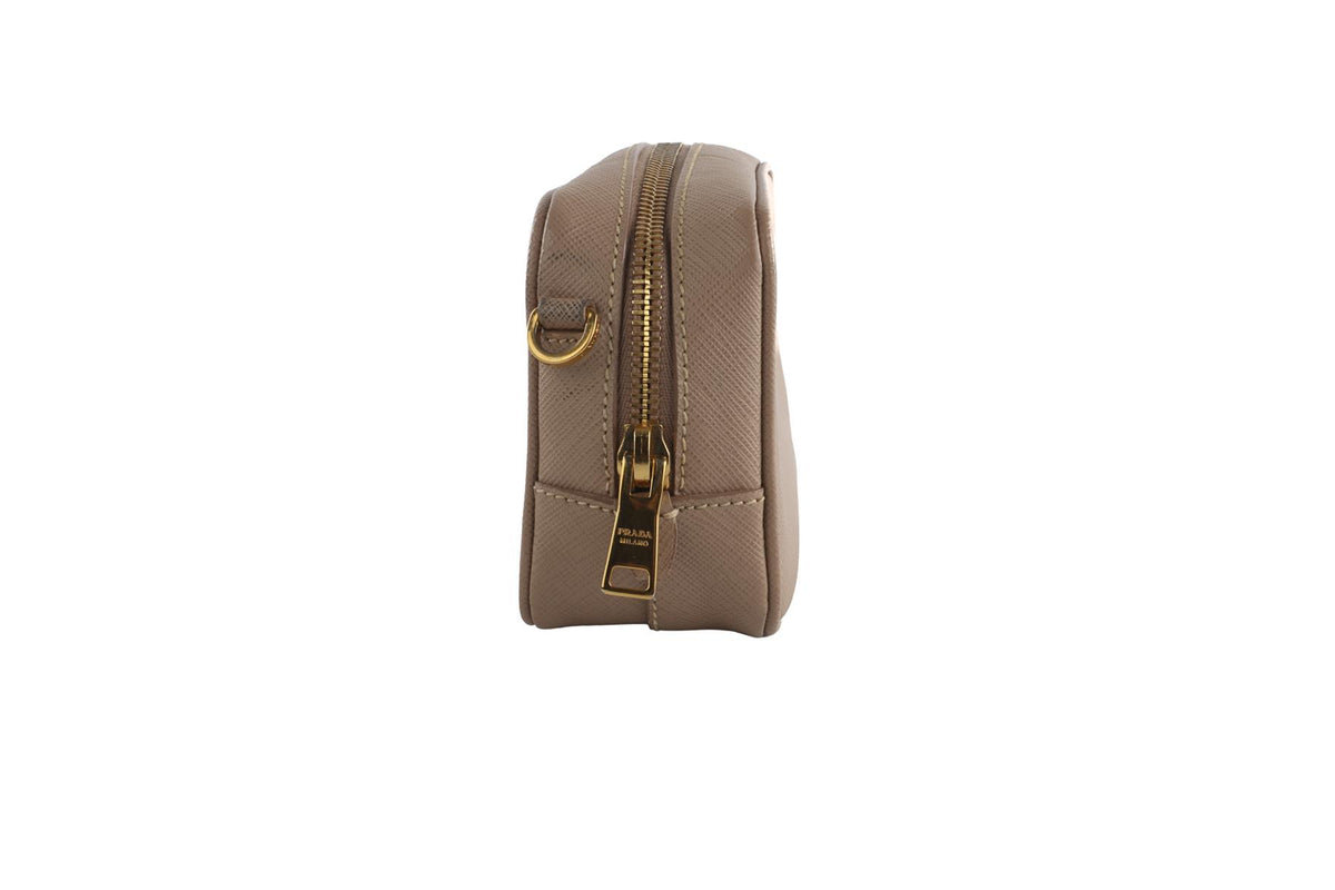 PRADA NUDE LUX CAMERA MINI SAFFIANO LEATHER CROSSBODY BAG