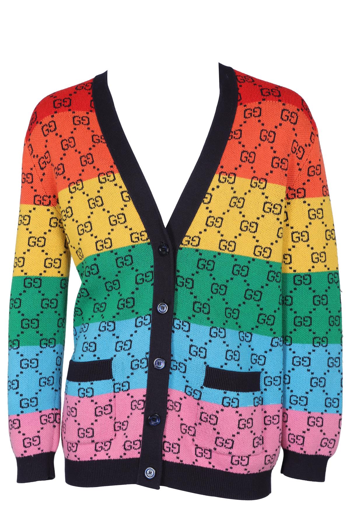 GUCCI MULTI MEN'S GG COTTON CARDIGAN XSMALL