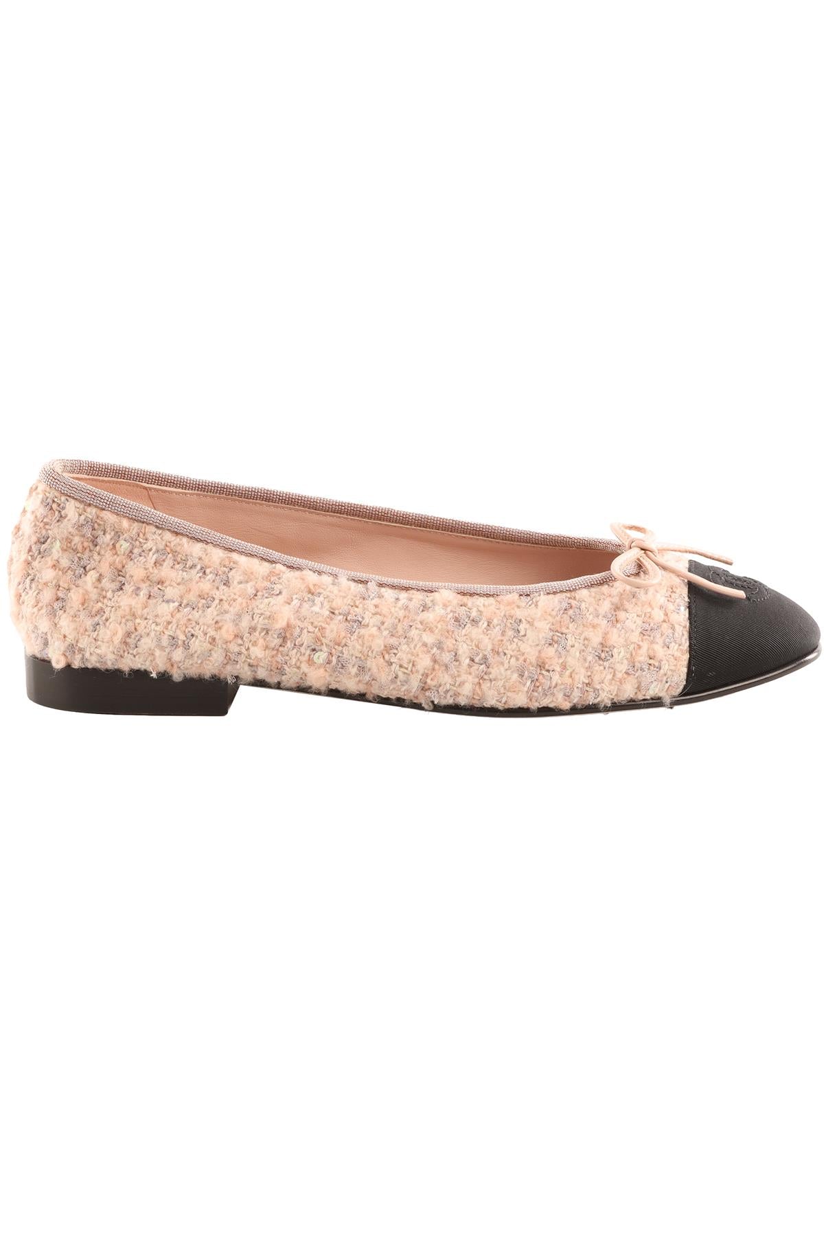 CHANEL PINK TWEED BALLET FLATS EU 38 UK 5