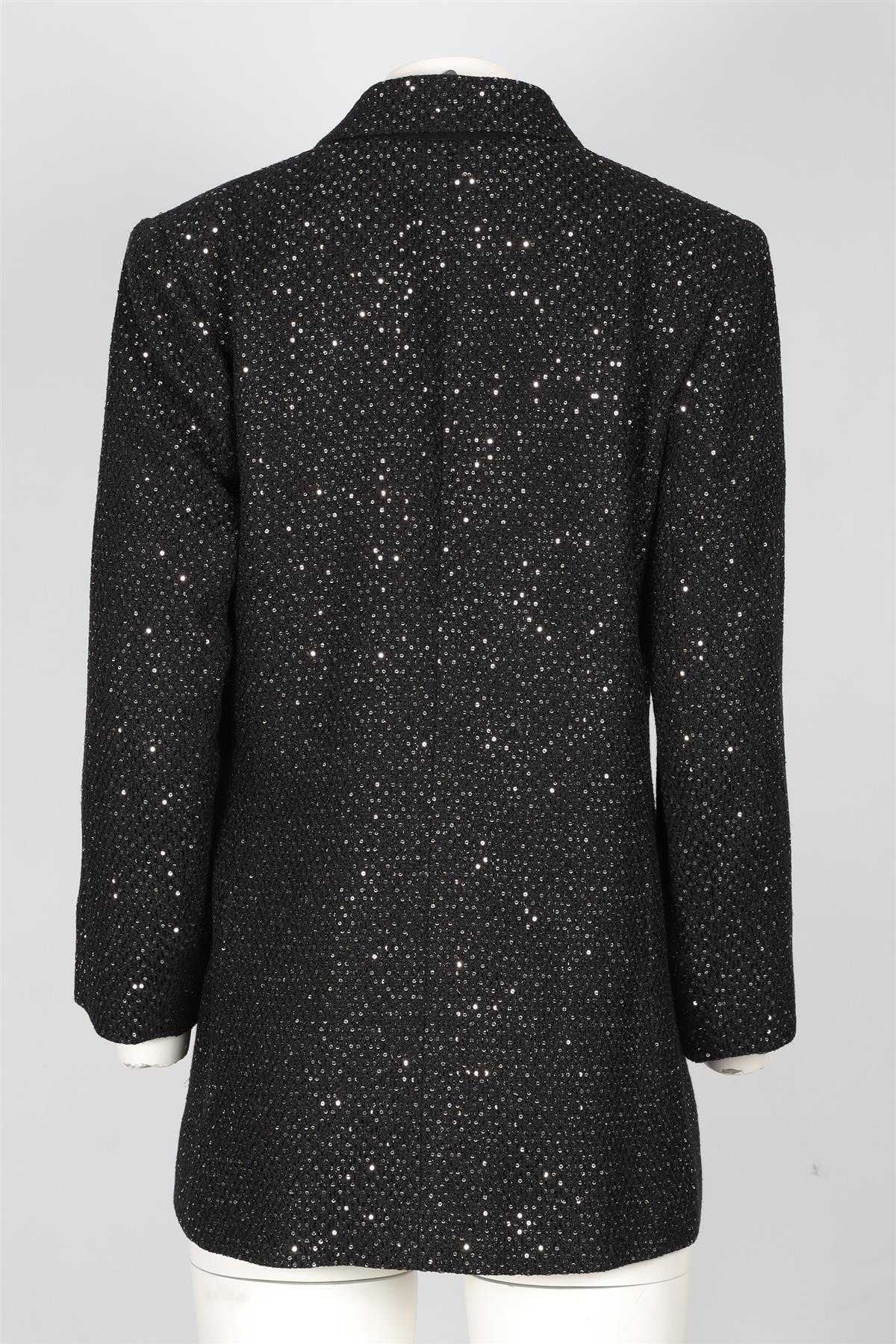 CHANEL BLACK 2011 SEQUIN AND COTTON BLAZER FR 38 UK 10