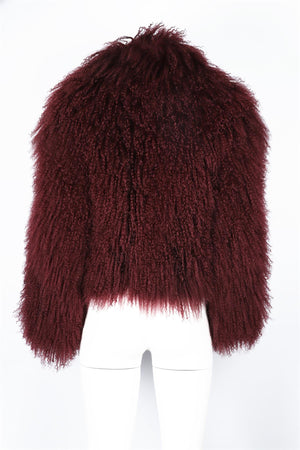DUCIE BURGUNDY SHEARLING JACKET SMALL