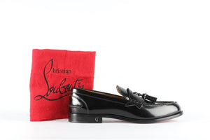 CHRISTIAN LOUBOUTIN BLACK MEN'S PATENT LEATHER LOAFERS EU 42 UK 8 US 9