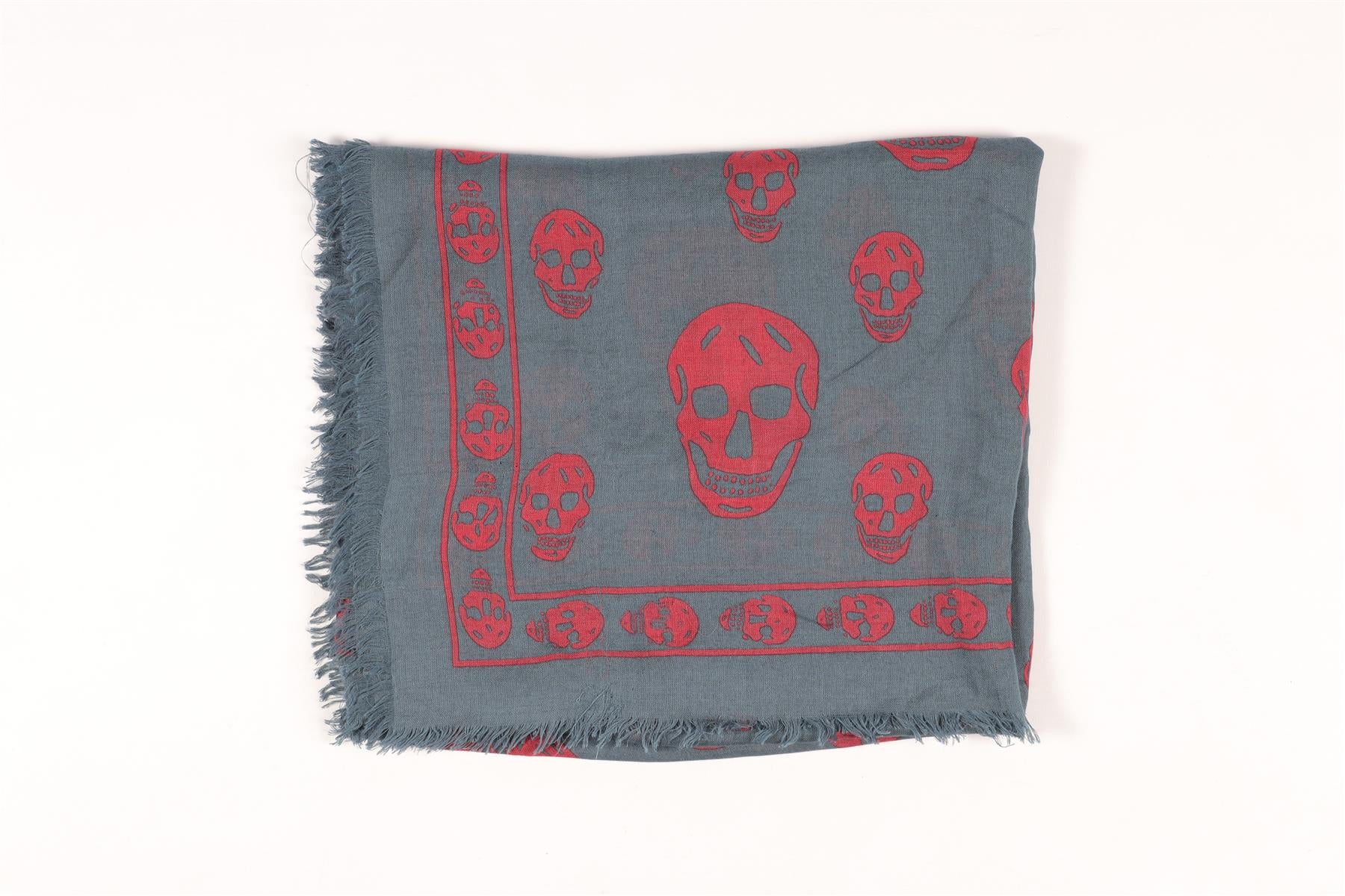 ALEXANDER MCQUEEN BLUE CASHMERE SCARF