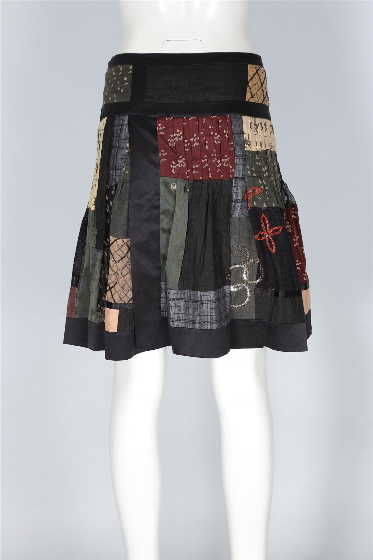 ETRO BLACK SILK MINI SKIRT IT 44 UK 12