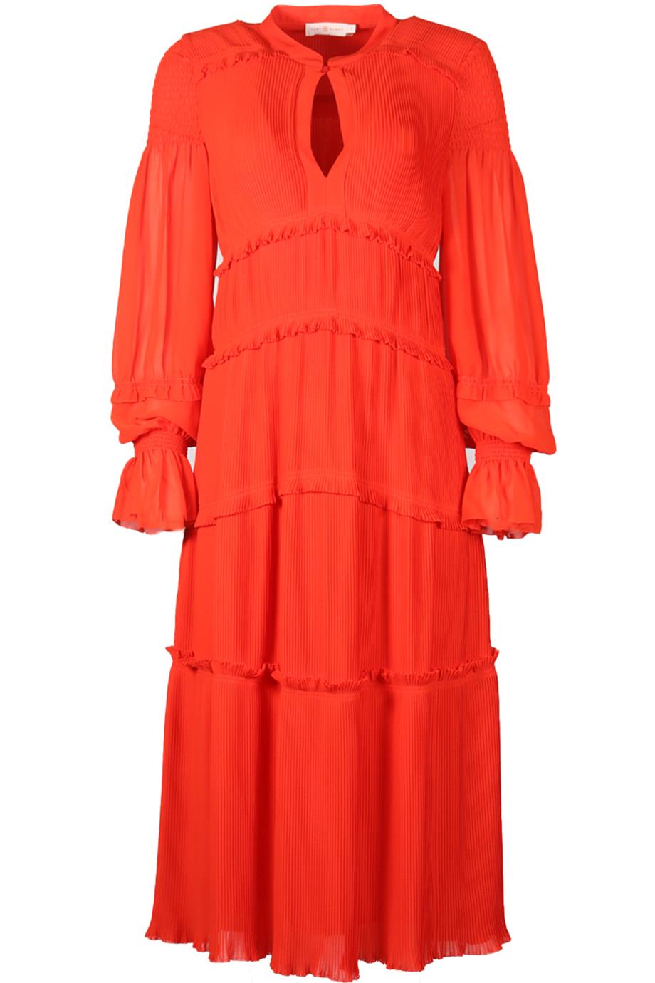 TORY BURCH PLEATED CREPE MIDI DRESS US 2 UK 6
