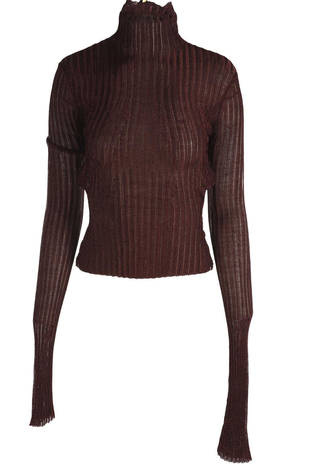 ARAKII BROWN KNIT TOP SMALL