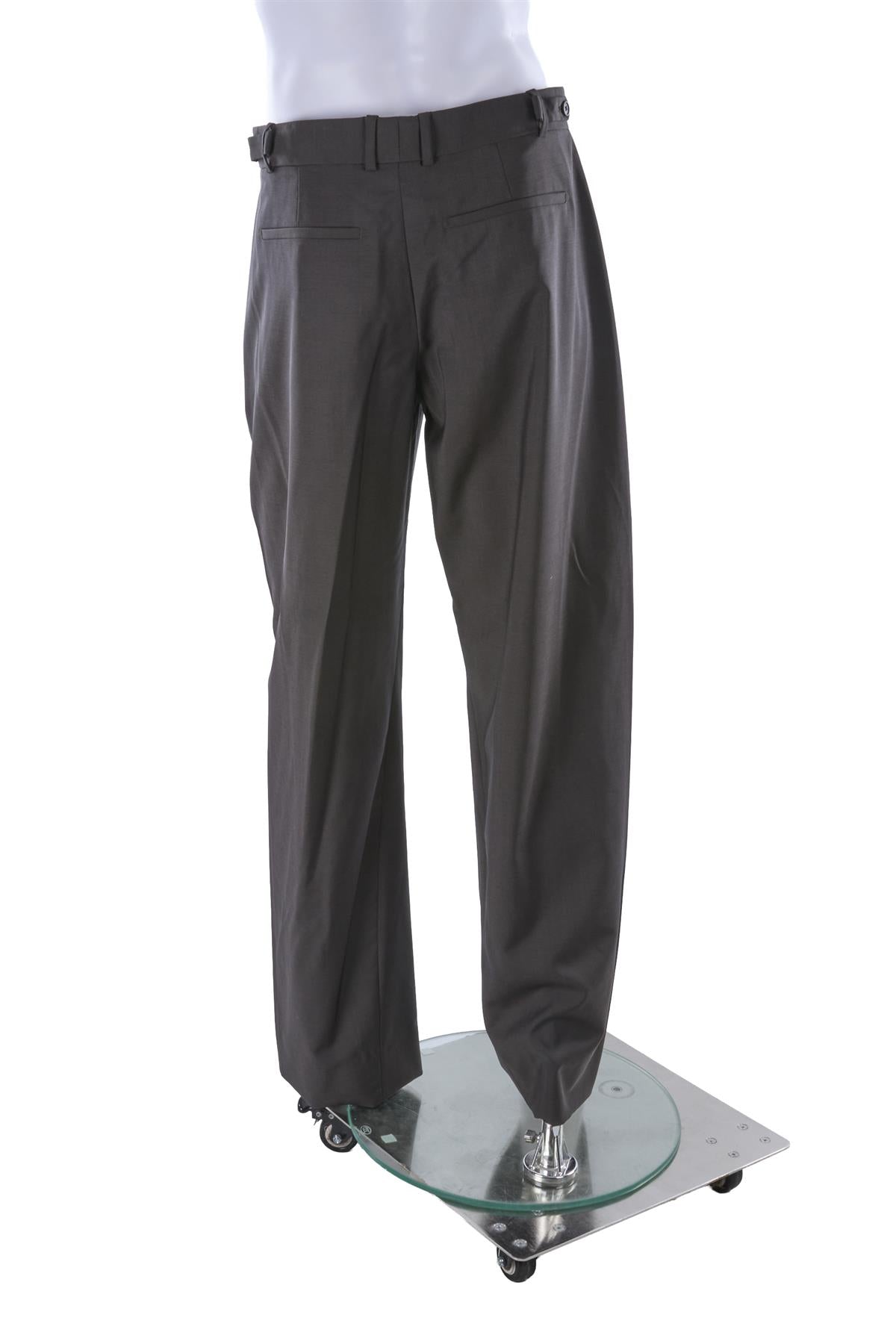 BROWN MEN'S WOOL BARREL LEG PANTS