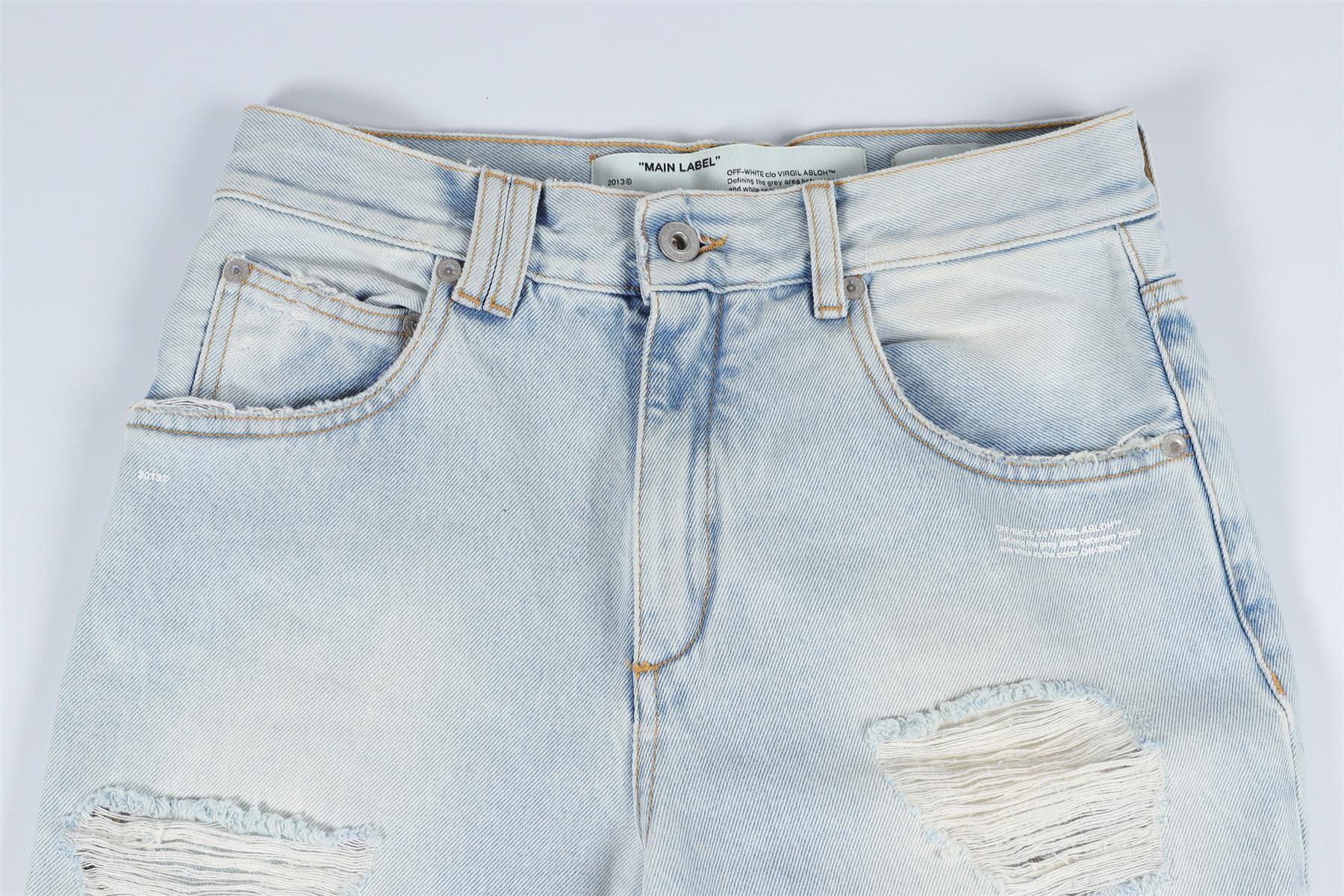 OFF-WHITE BLUE HIGH RISE STRAIGHT LEG JEANS W25 UK 6-8