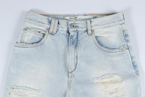 OFF-WHITE BLUE HIGH RISE STRAIGHT LEG JEANS W25 UK 6-8