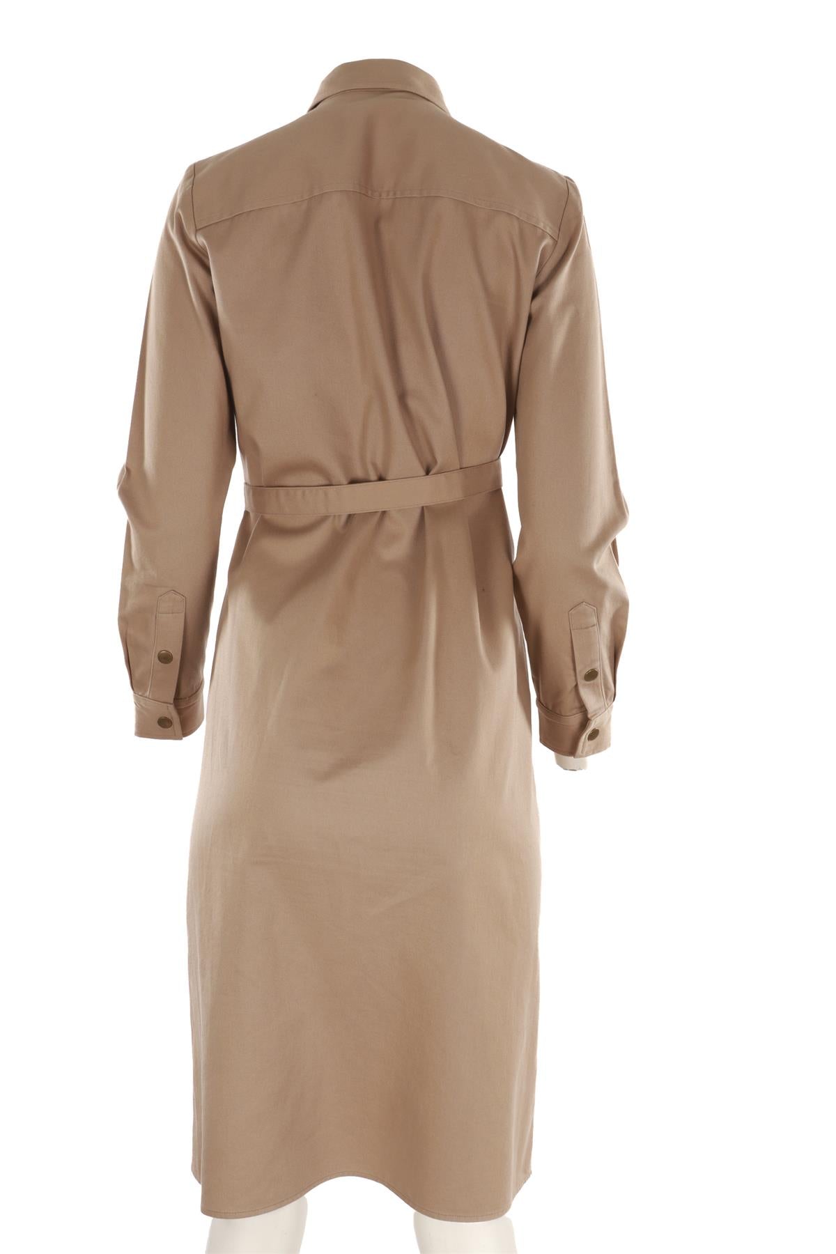 NILI LOTAN BROWN COTTON MIDI DRESS SMALL