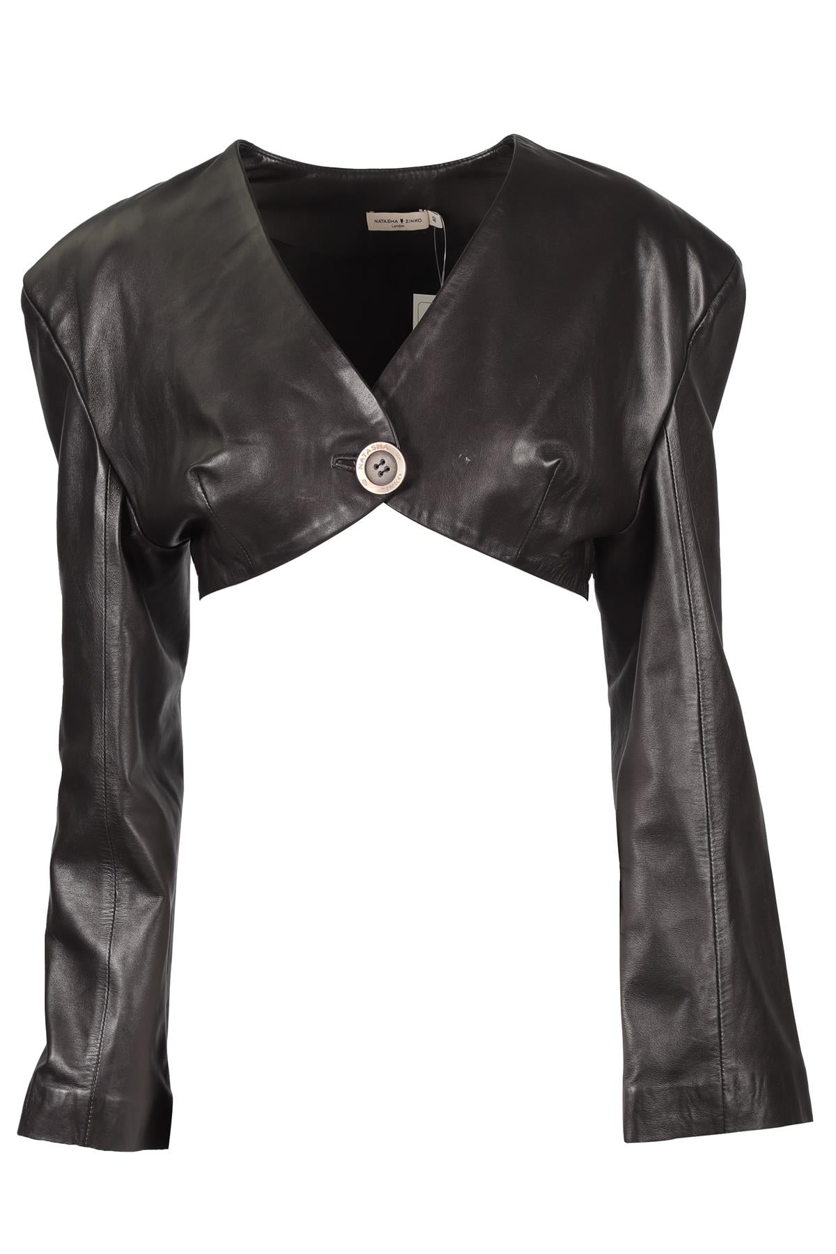 NATASHA ZINKO BLACK LEATHER JACKET FR 40 UK 12