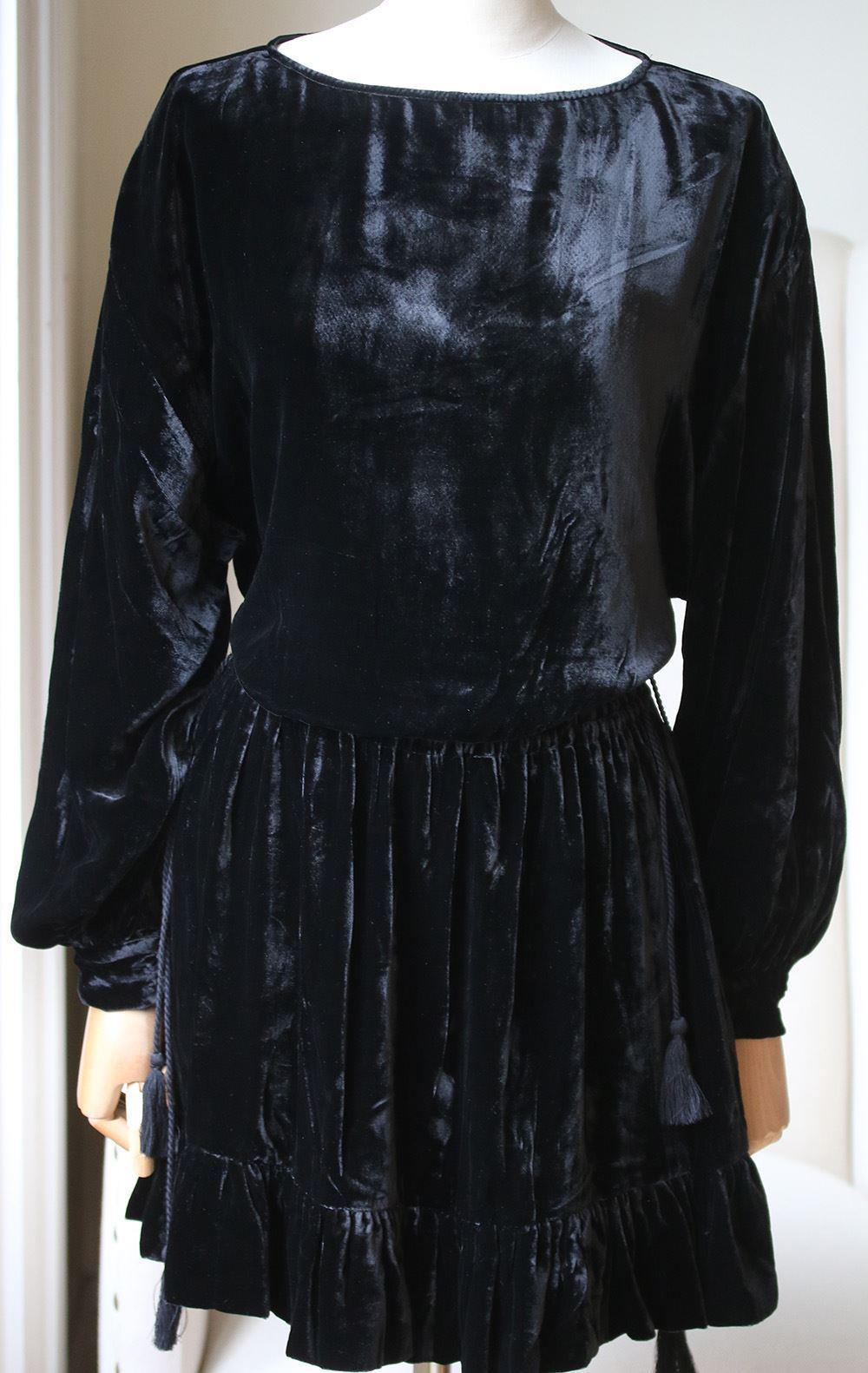 ULLA JOHNSON CLAUDETTE SILK BLEND VELVET DRESS US 0 UK 4