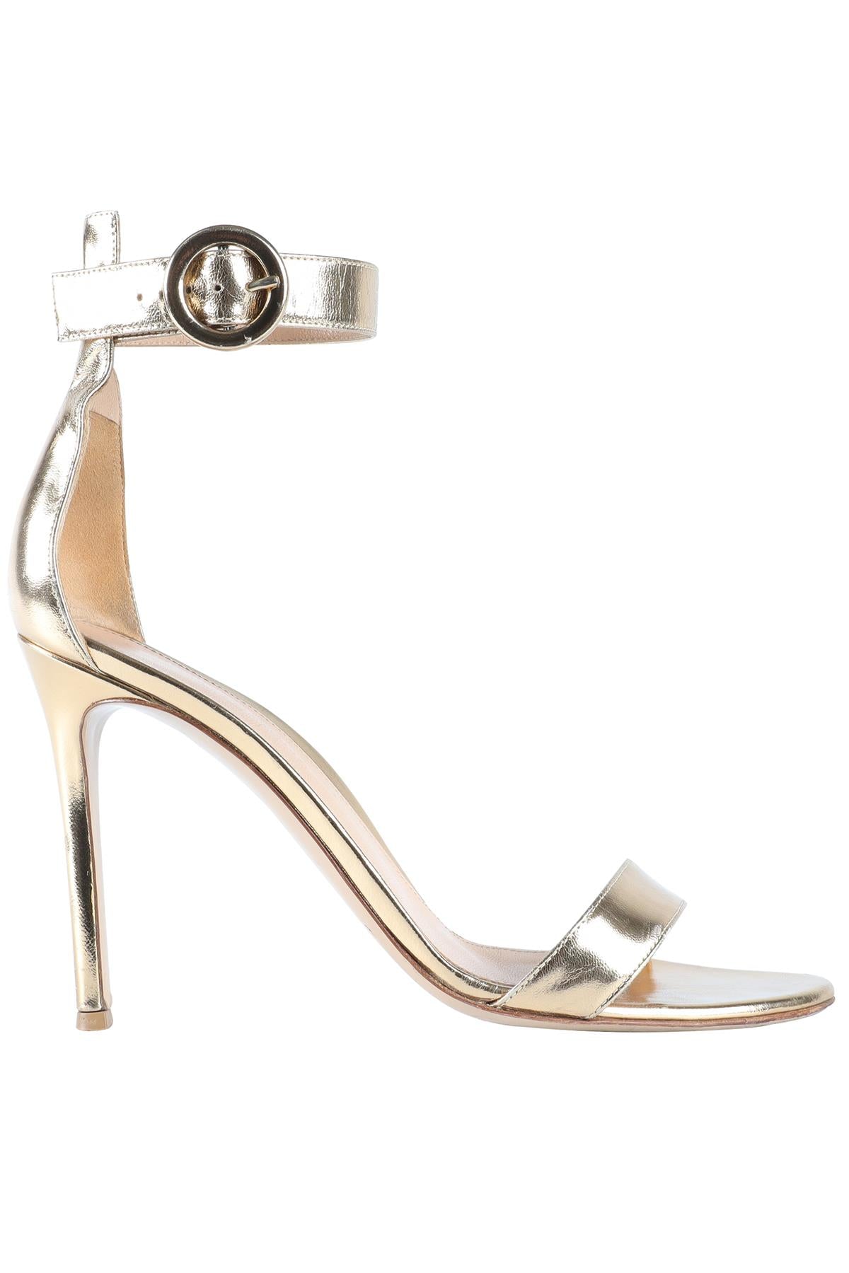 GIANVITO ROSSI GOLD LEATHER SANDALS EU 38.5 UK 5.5 US 8.5