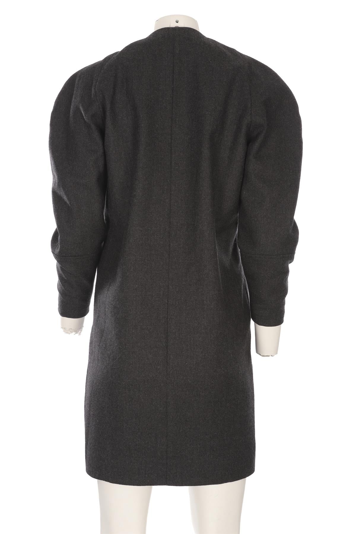 CHANEL GREY 1980'S WOOL MIDI DRESS FR 38 UK 10