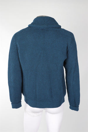 GOLDEN GOOSE DELUXE BRAND MEN'S BLUE WOOL CARDIGAN LARGE