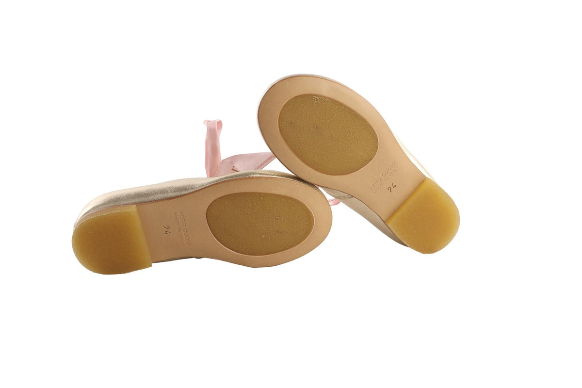FENDI GOLD KIDS GIRLS BALLET FLATS EU 24 UK 6 US 9