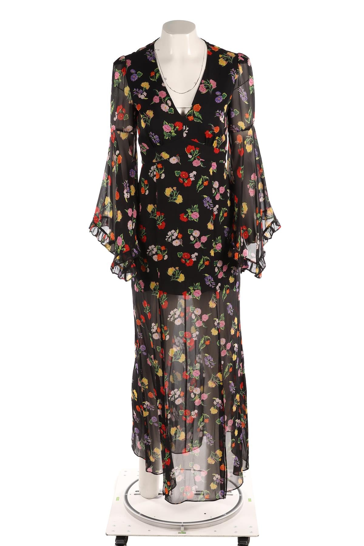 SALONI BLACK SILK MAXI DRESS UK 8