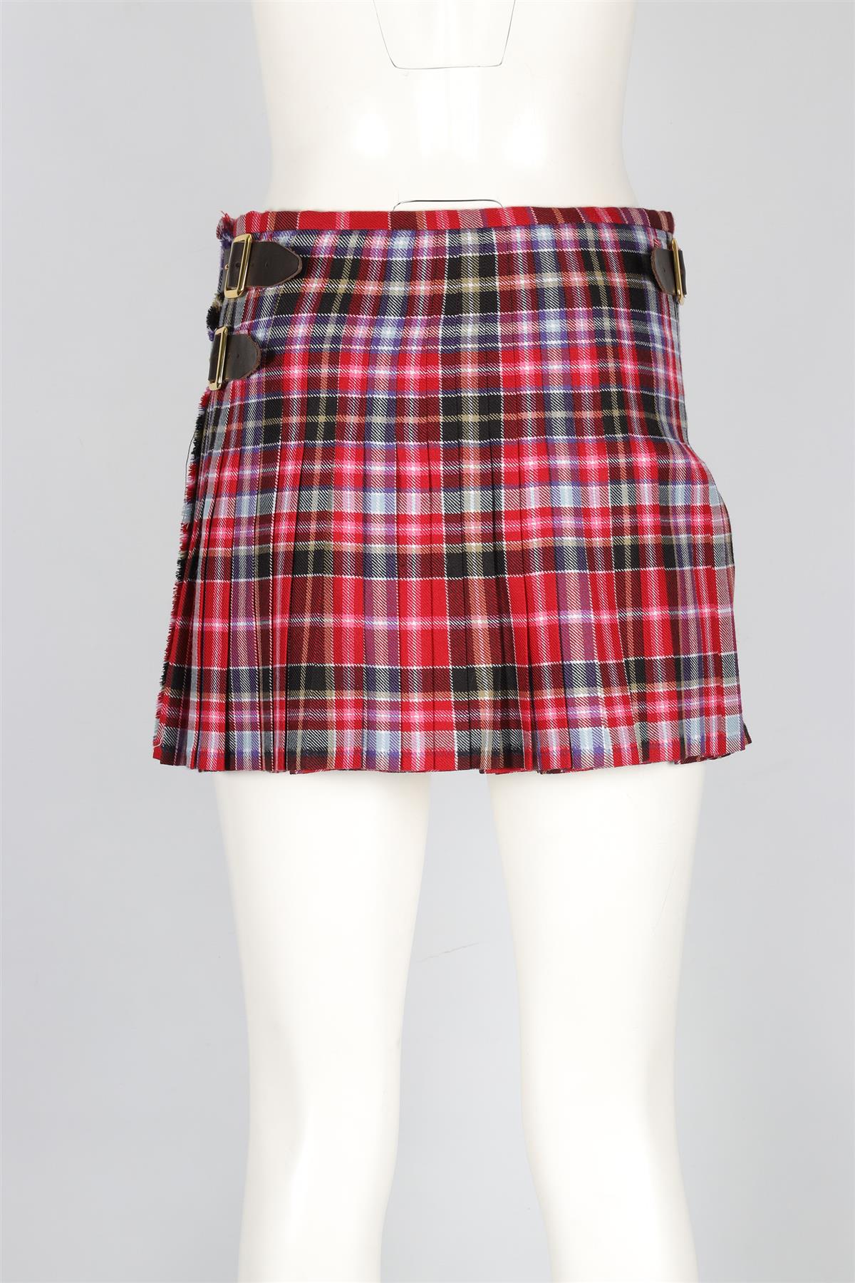 WORLD'S END + VIVIENNE WESTWOOD RED WOOL MINI SKIRT US 2 UK 6